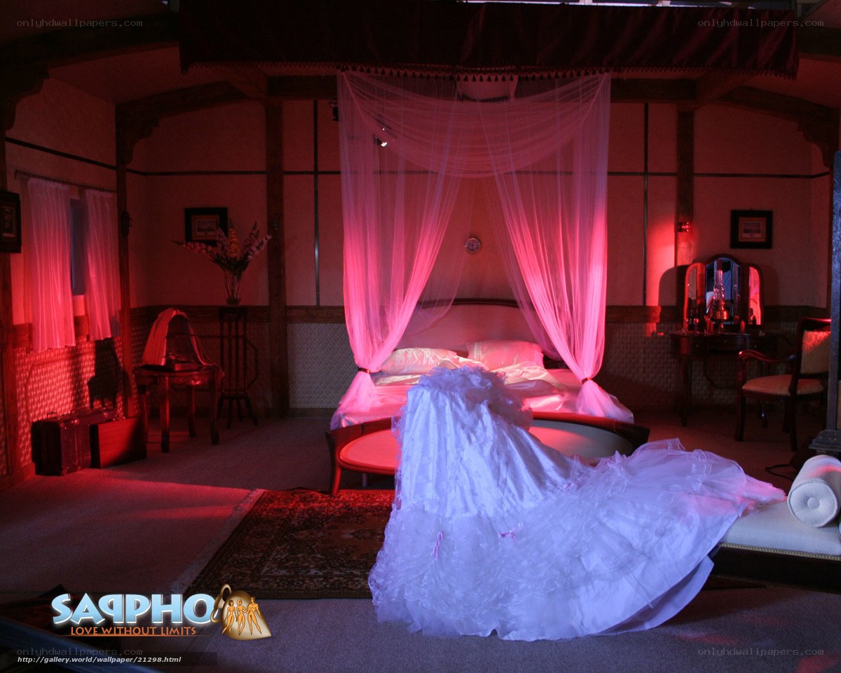 Romantic bedroom with wedding dress