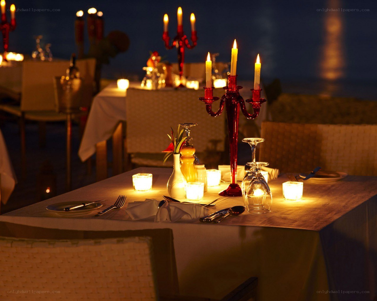 Romantic candlelit dinner