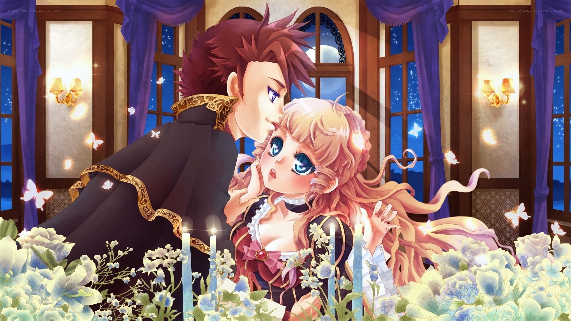 Romantic couple in a candlelit room