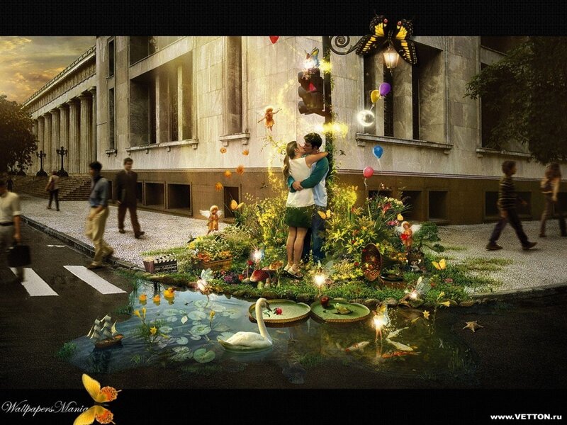 Romantic couple in a magical city