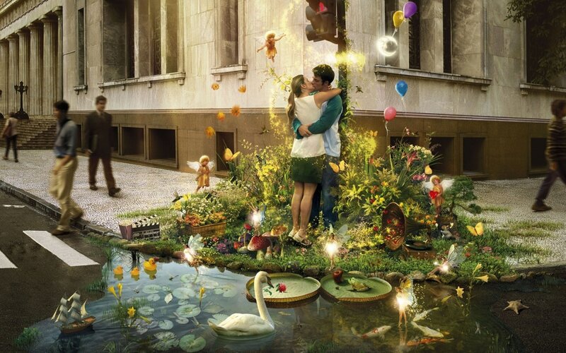 Romantic couple in a magical garden
