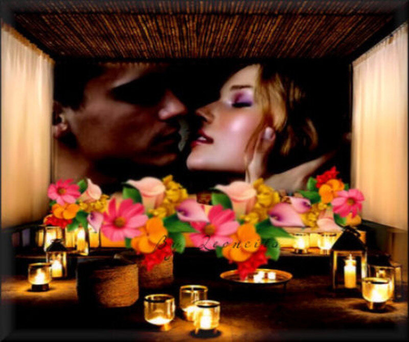 Romantic couple in candlelight