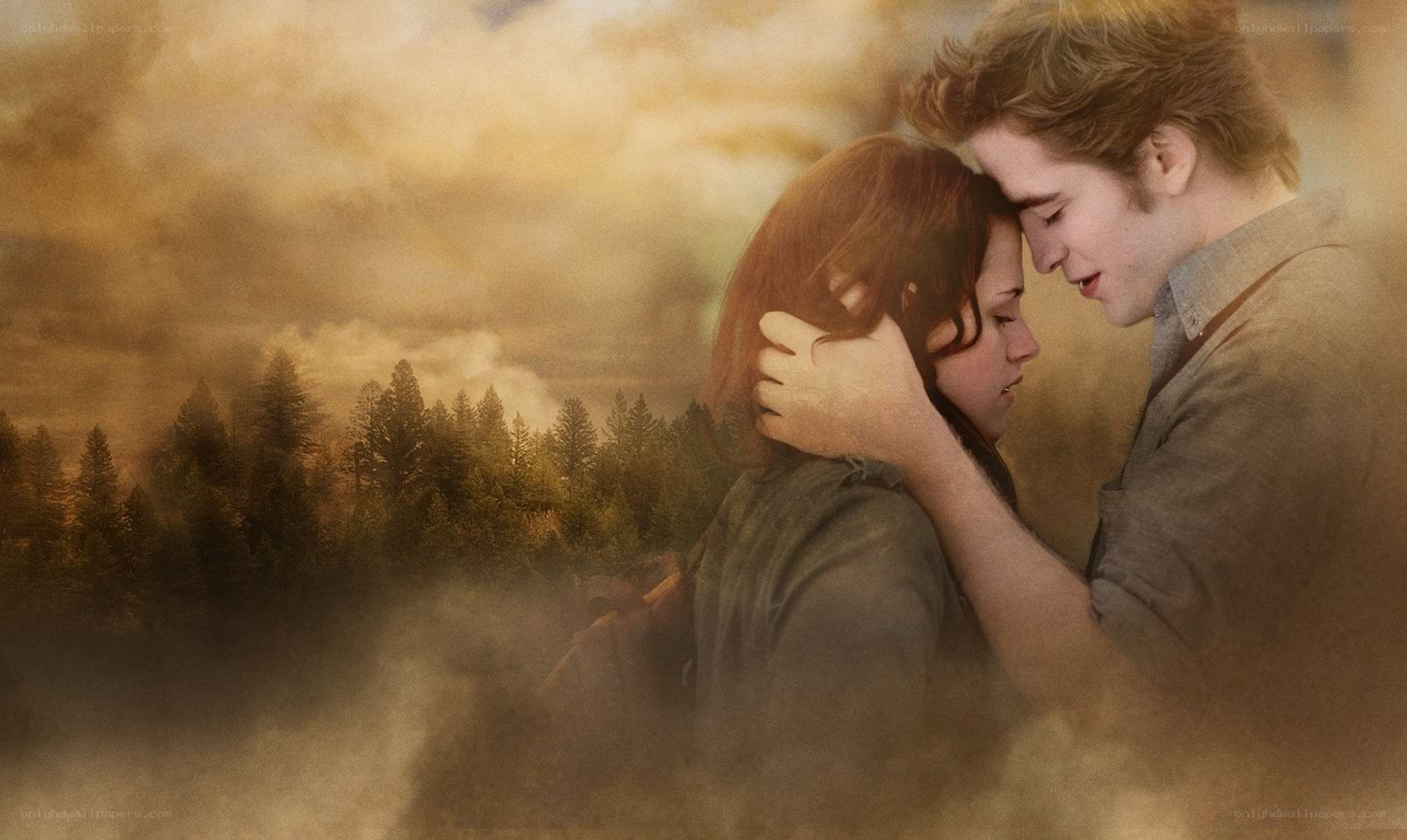 romantic couple in forest