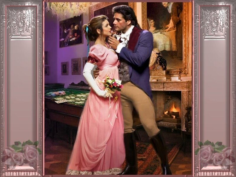 Romantic couple in period attire