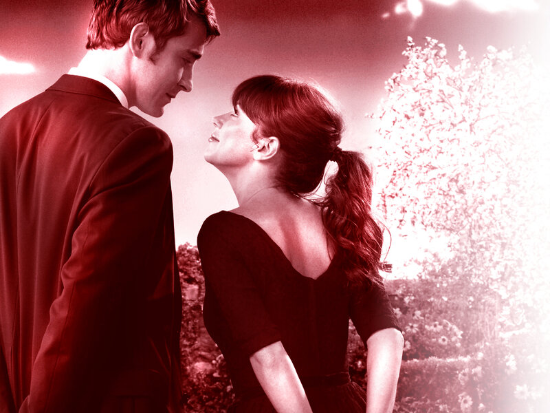 romantic couple in red light