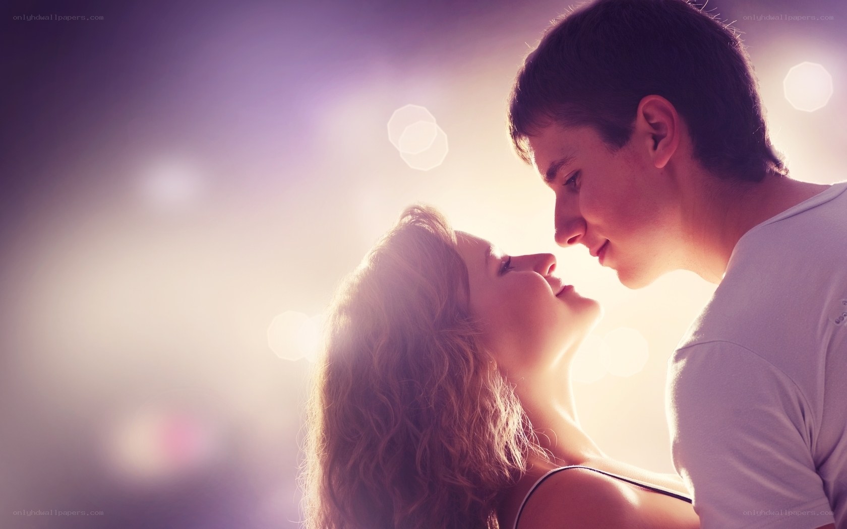Romantic couple in soft light
