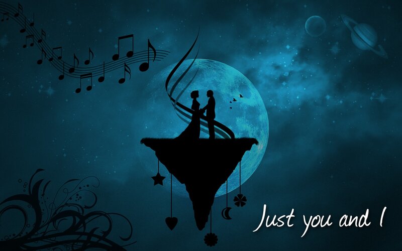 Romantic couple in space