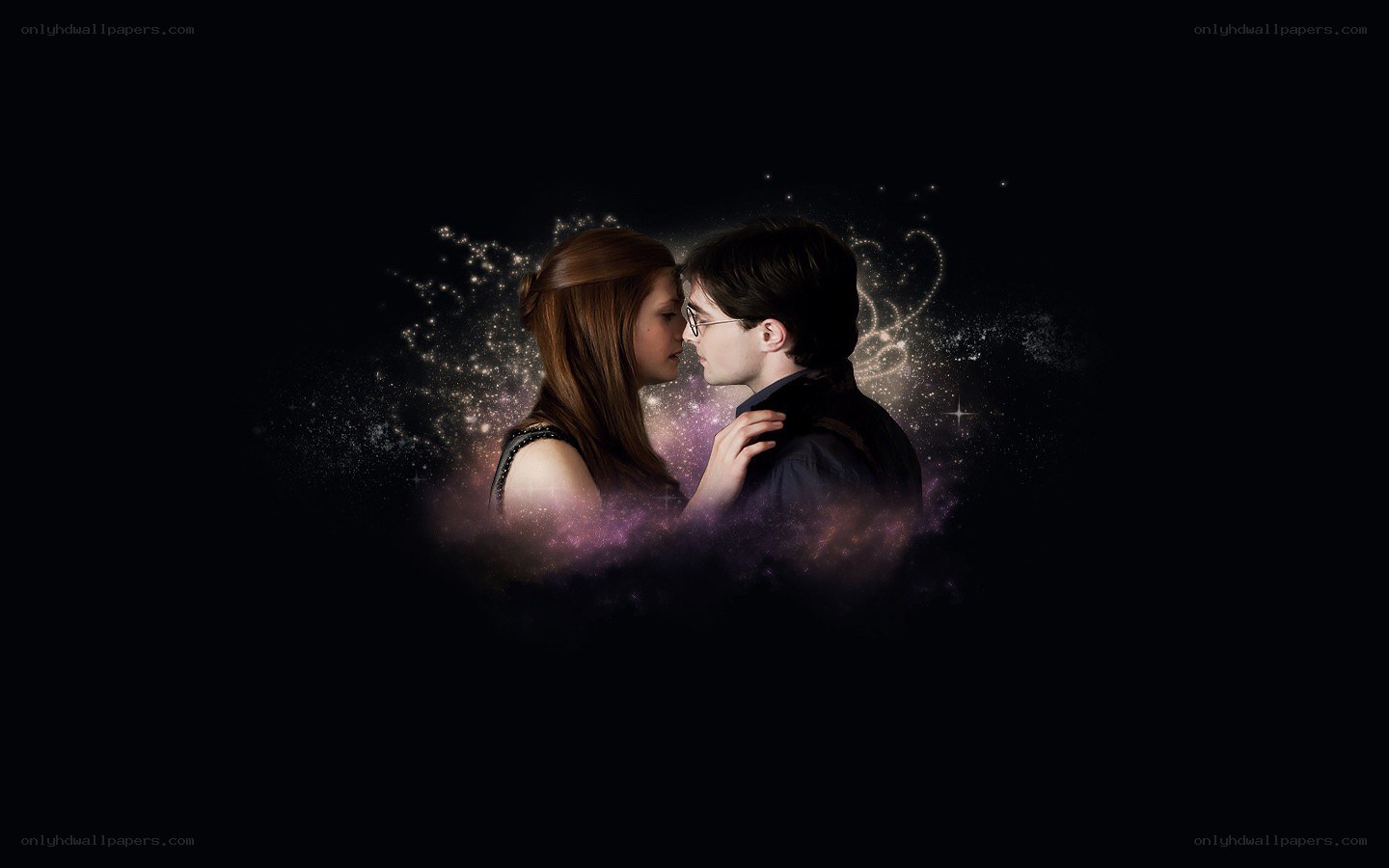 romantic couple in starry light