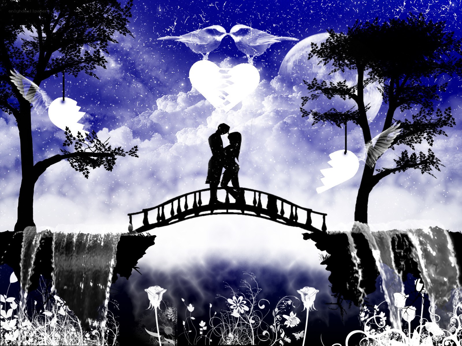 Romantic couple on a bridge