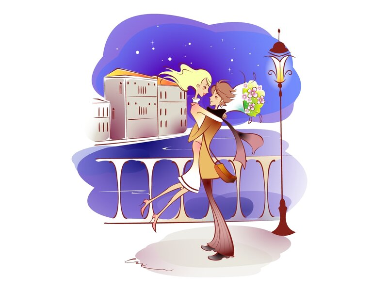 Romantic couple on a bridge