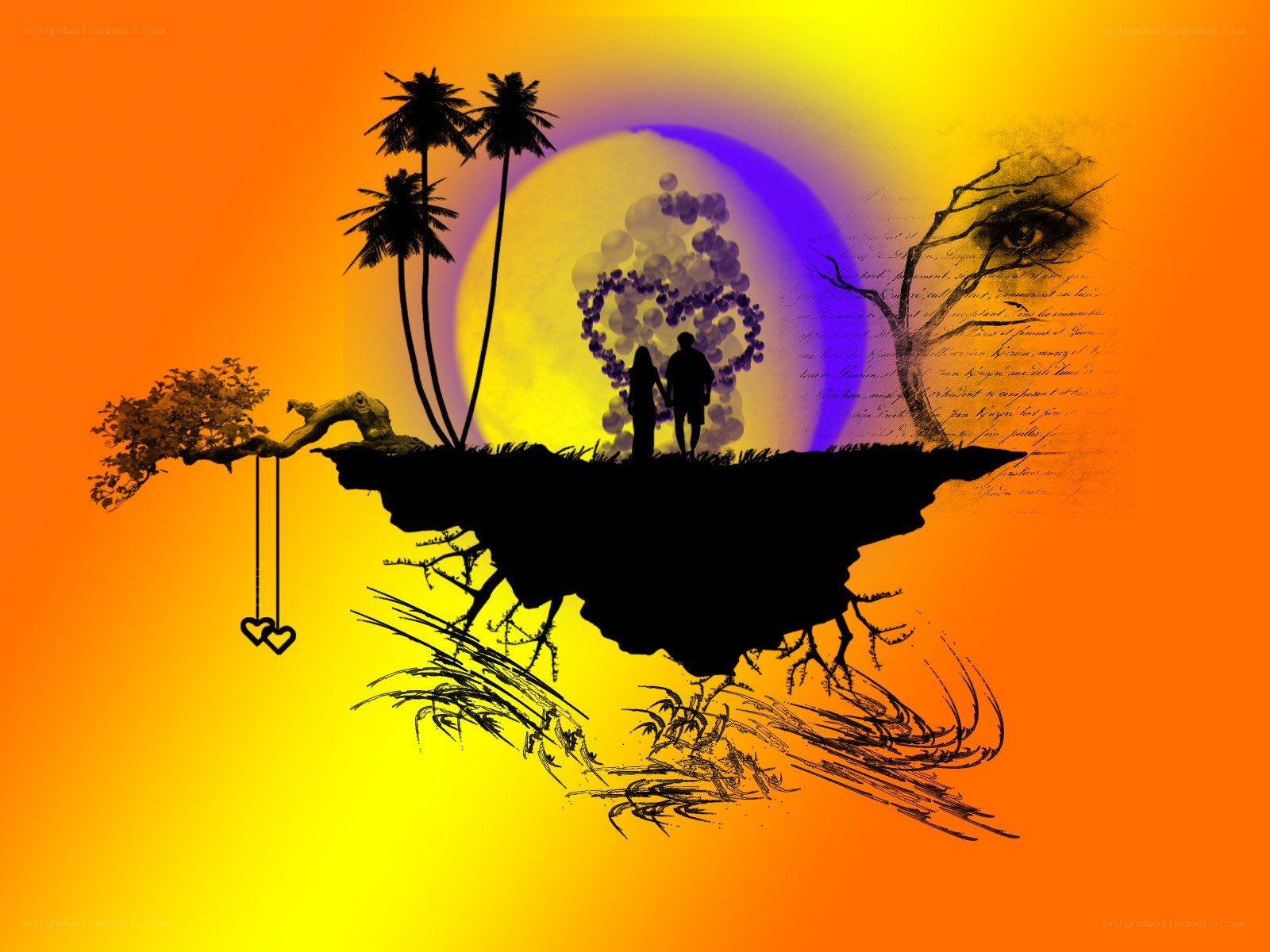 Romantic couple on a floating island