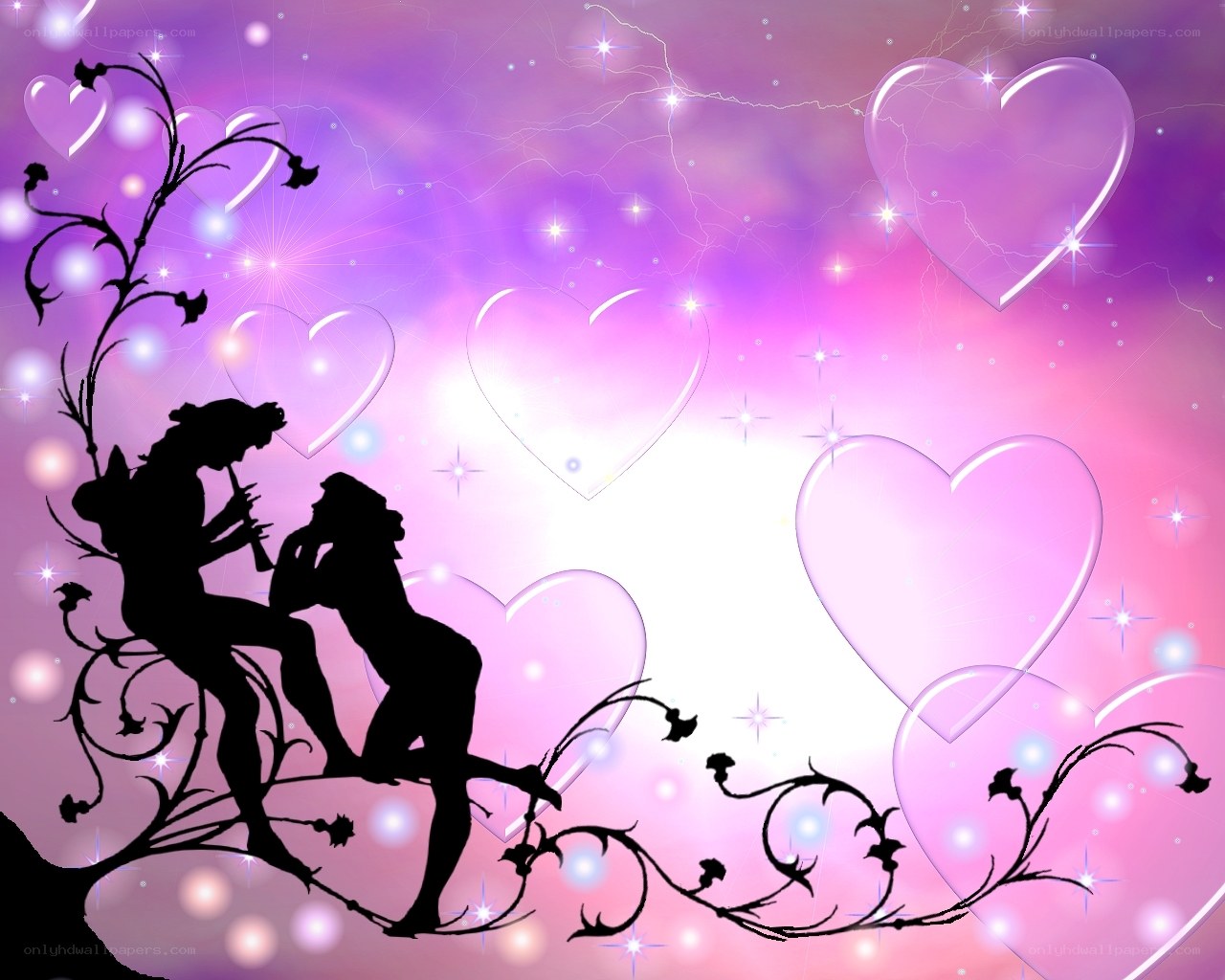 Romantic couple silhouette