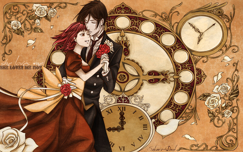 romantic couple with clock