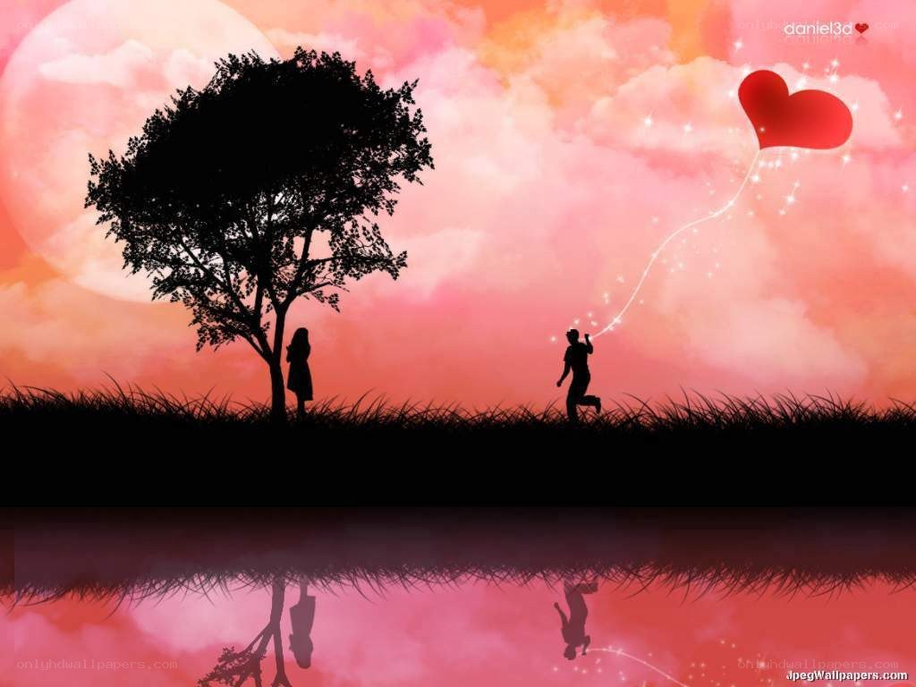 Romantic couple with heart balloon
