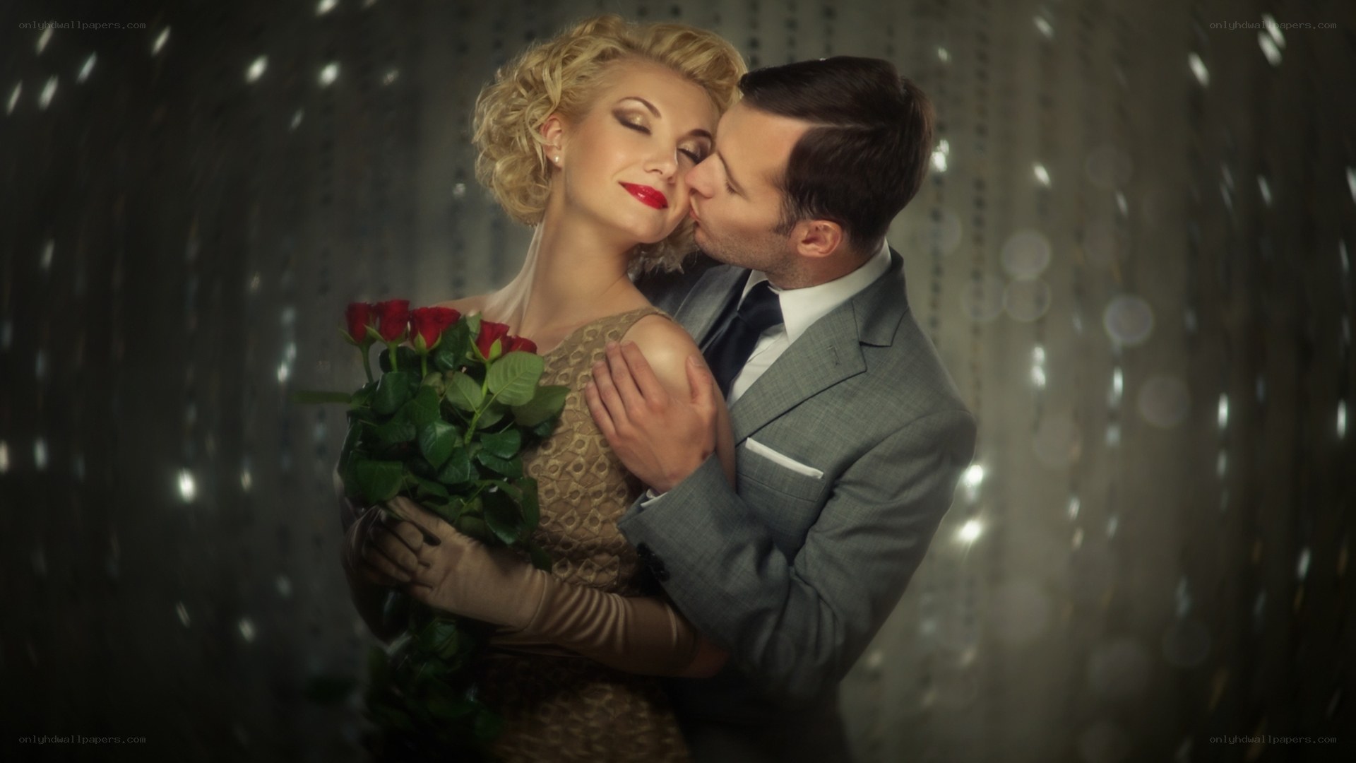 Romantic couple with roses
