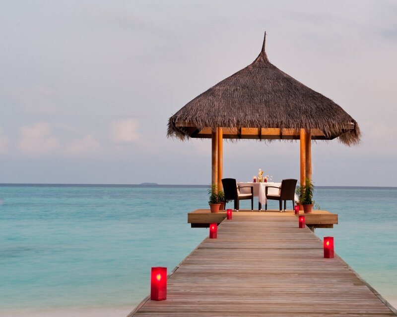Romantic dinner on a pier