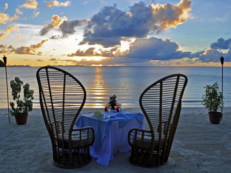 Romantic Dinner on Beach — Blue, Serene