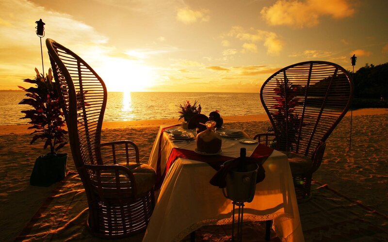 Romantic Dinner on Beach — Gold, Serene, Sunset