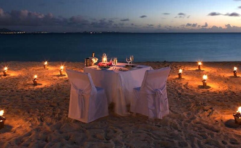 Romantic Dinner on Beach — Orange, Night