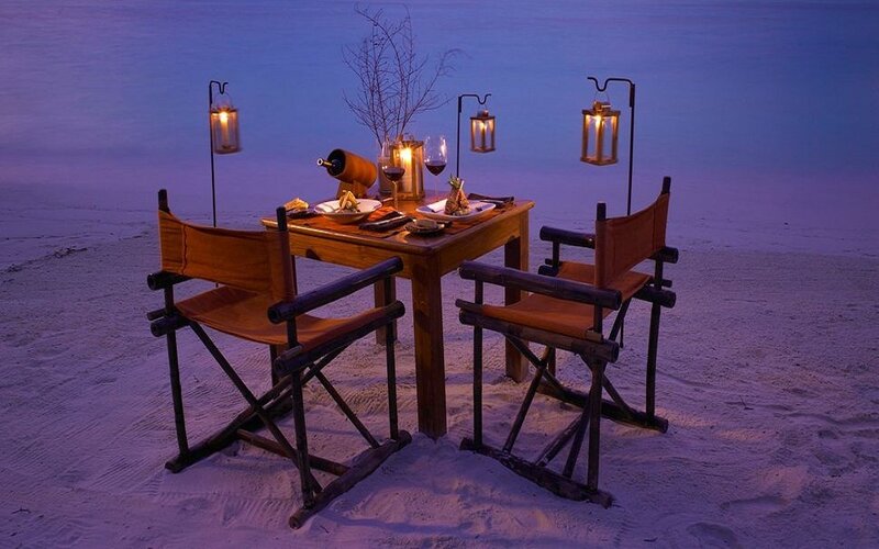 Romantic Dinner on Beach — Purple, Serene