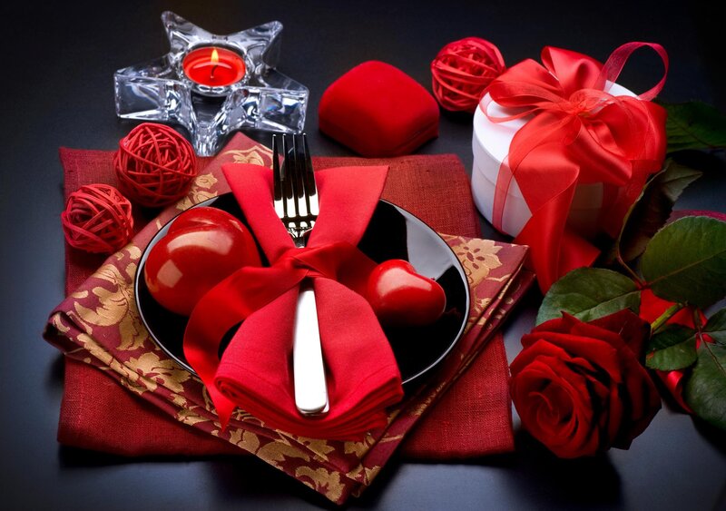 Romantic Dinner Setting — Red, Night, Photograph