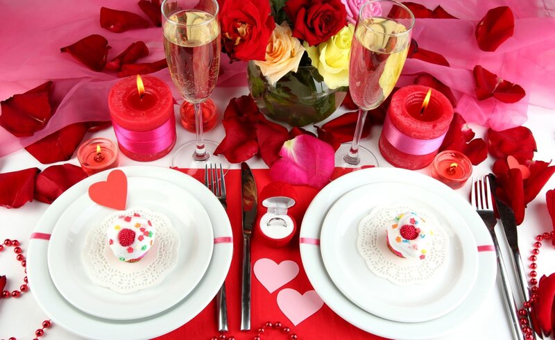 Romantic Dinner Setting — Red, Photograph, Candles