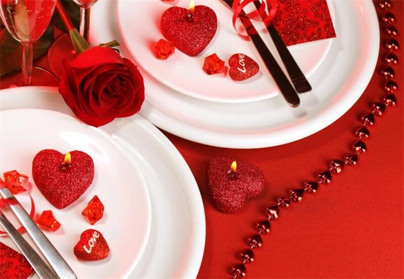 Romantic Dinner Setting — Red, Photograph, Rose