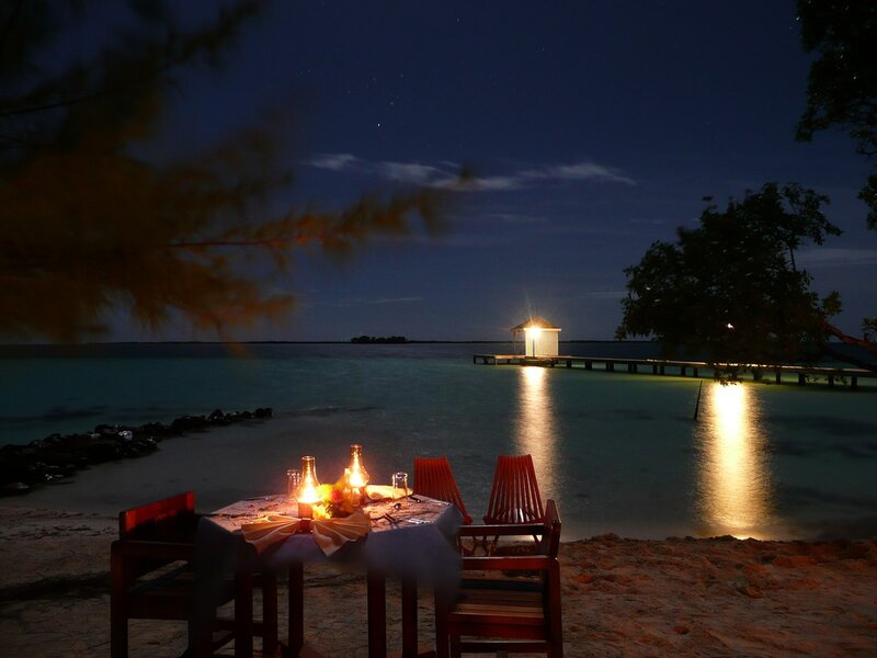 Romantic Dinner Setup — Blue, Serene, Night