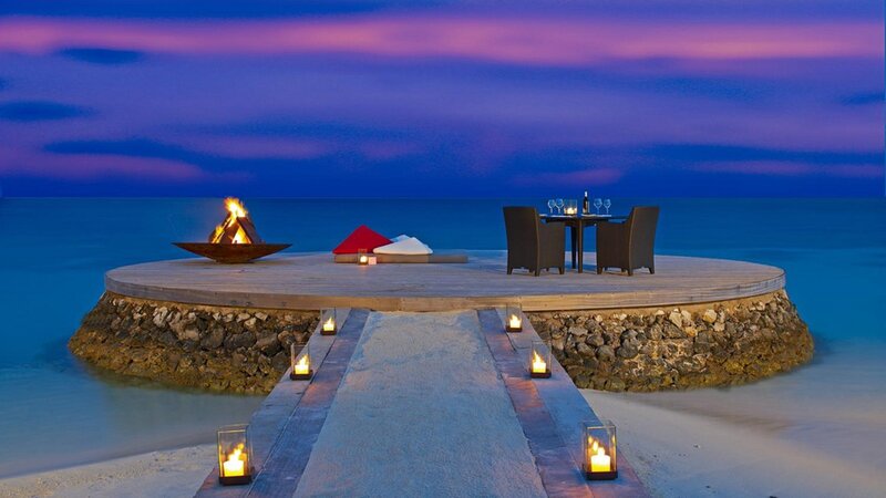 Romantic Dinner Setup — Blue, Serene