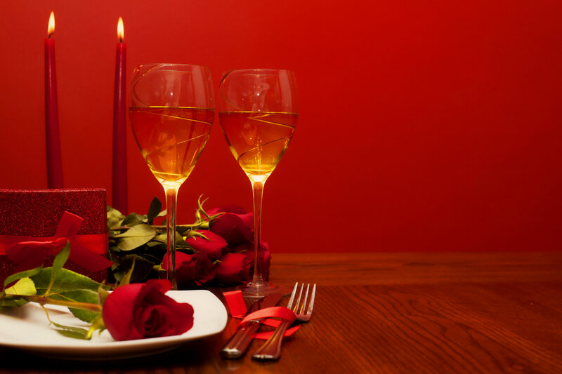 Romantic Dinner Setup — Red, Intimate