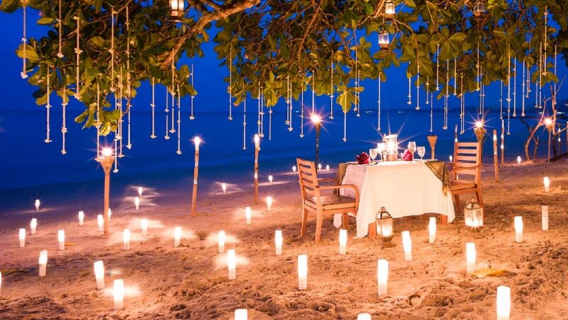 Romantic Dinner Table — Blue, Night, Photograph