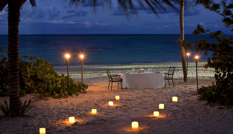 Romantic Dinner Table — Blue, Serene, Night, Photograph, Candles