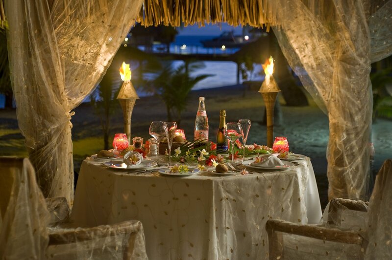 Romantic Dinner Table — White, Night, Photograph