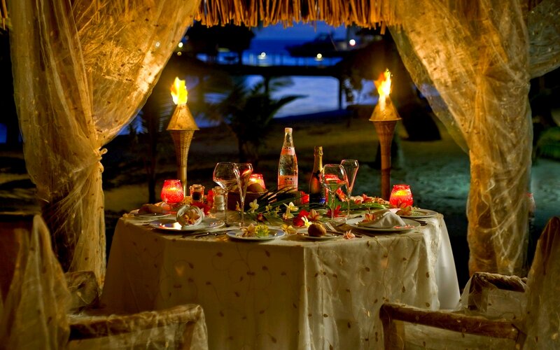 Romantic Dinner Table — White, Night