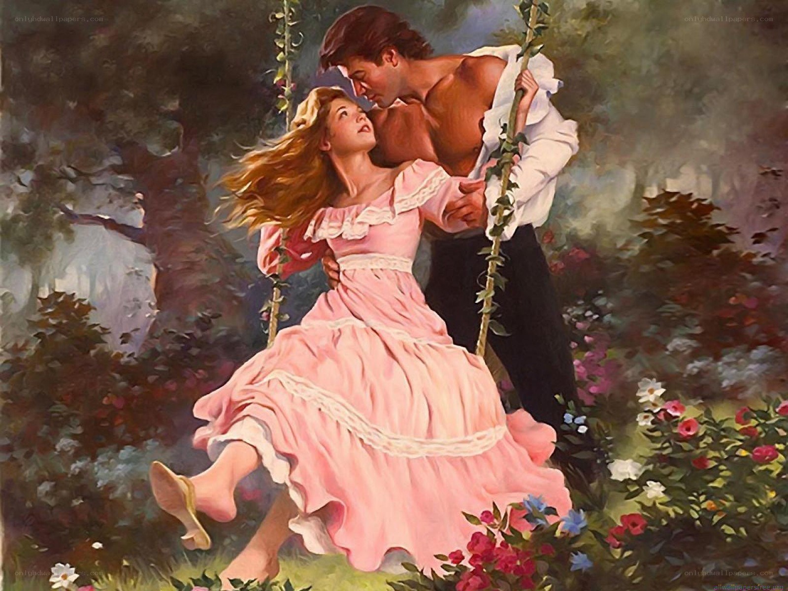 Romantic garden embrace