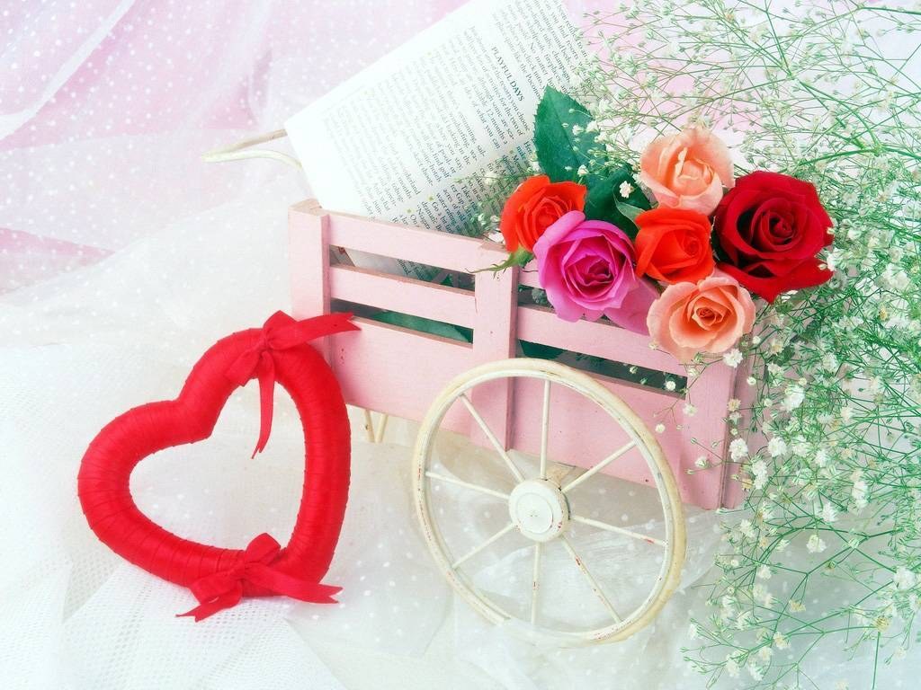 Romantic heart and flowers