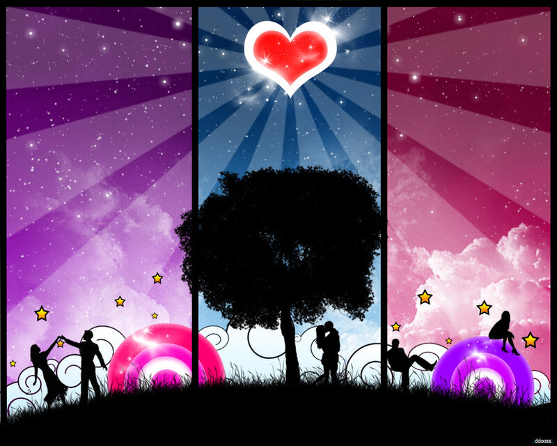 Romantic heart triptych