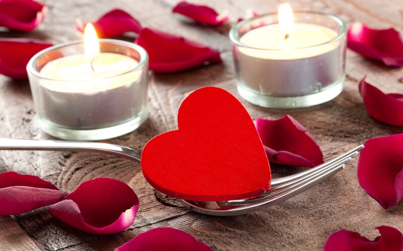 Romantic heart with candles