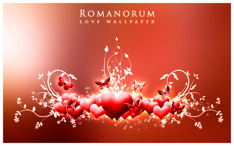 Romantic hearts and butterflies