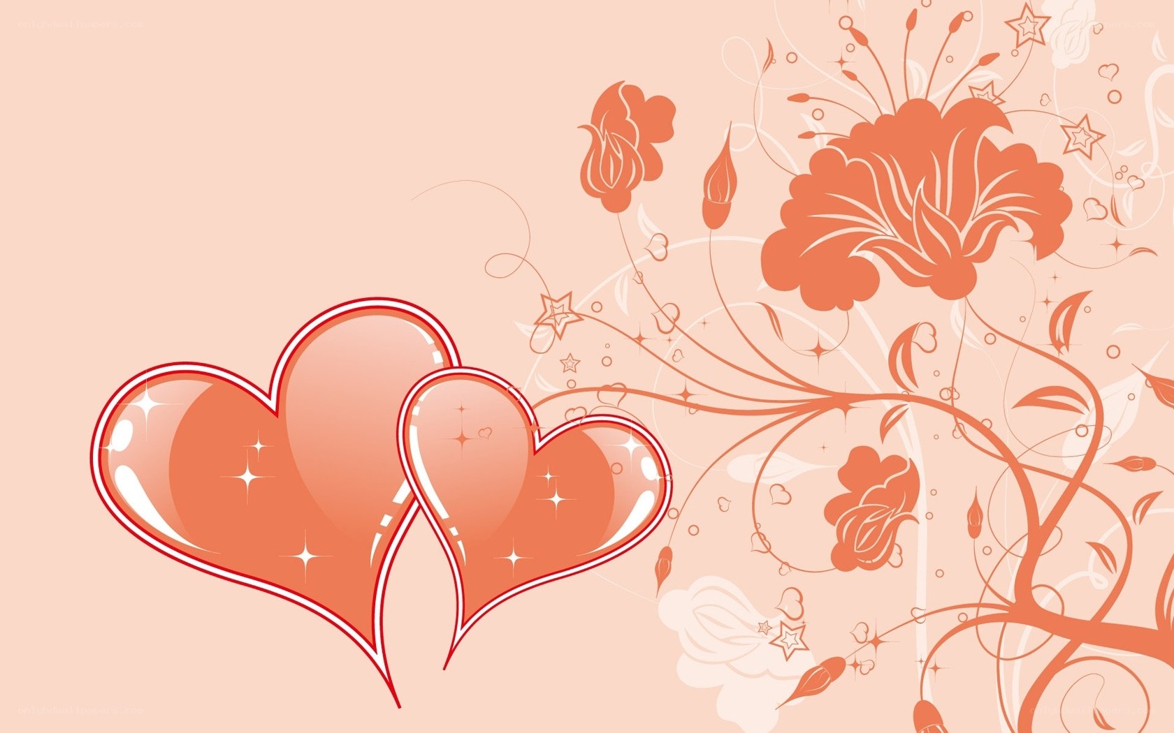 romantic hearts and flowers