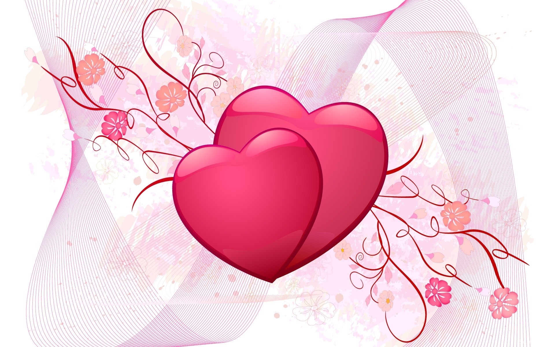 romantic hearts with flowers