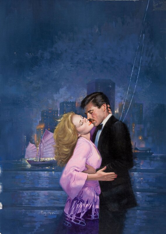 Romantic kiss by the water