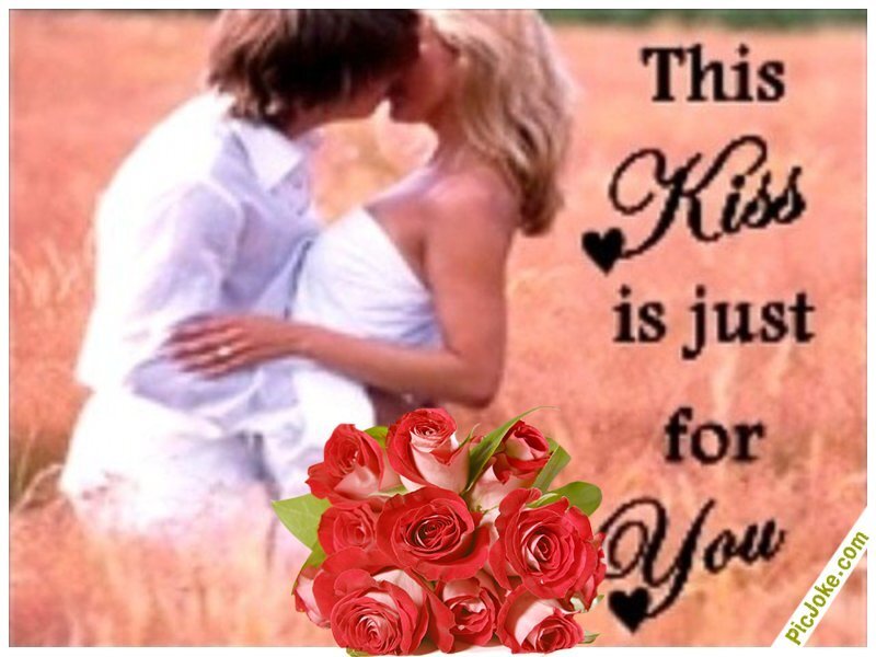 Romantic kiss with roses