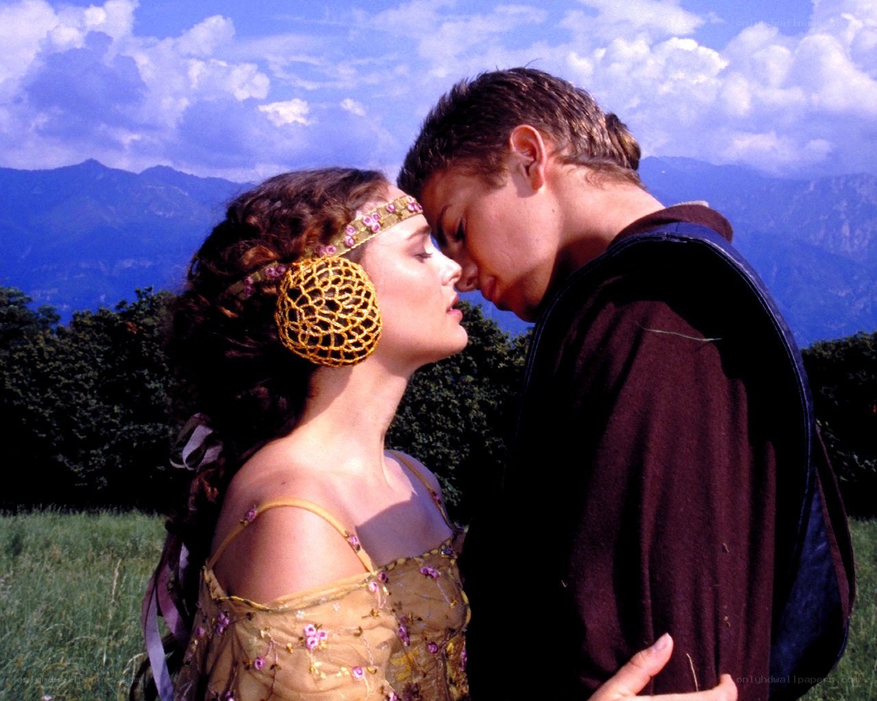 romantic moment in a field