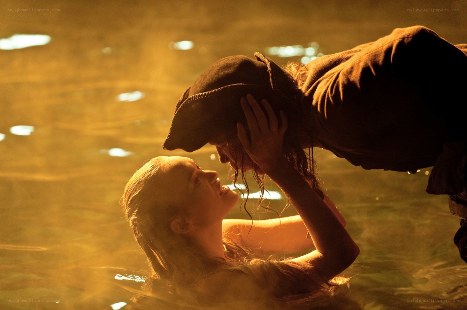 romantic moment in water