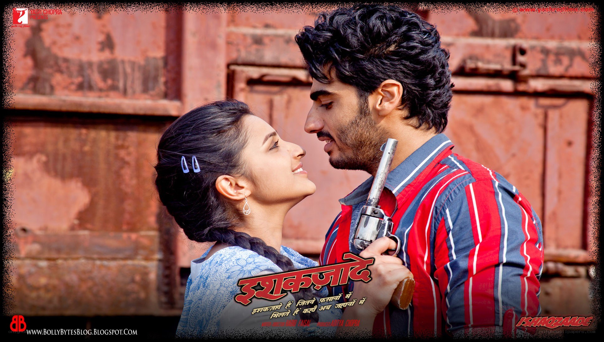 romantic movie poster with gun