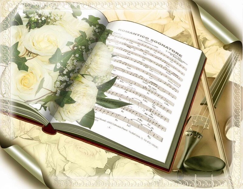 Romantic music book with flowers