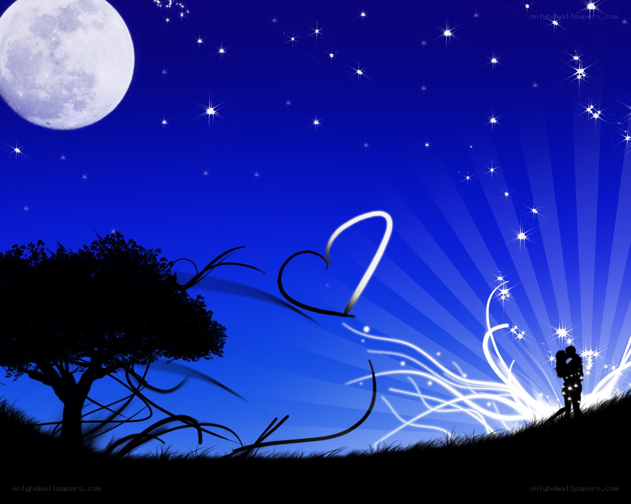Romantic night under the moon