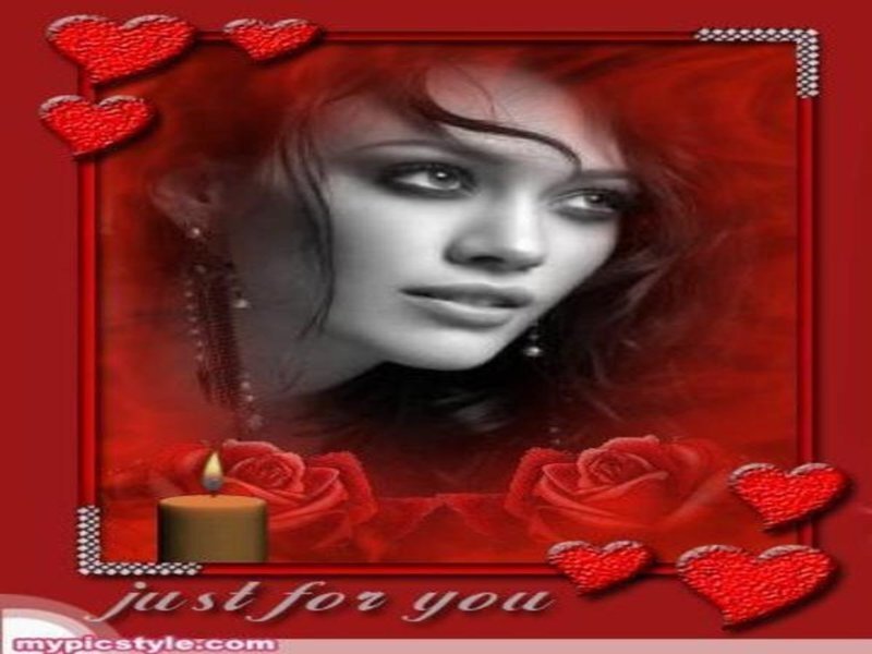 romantic portrait with hearts