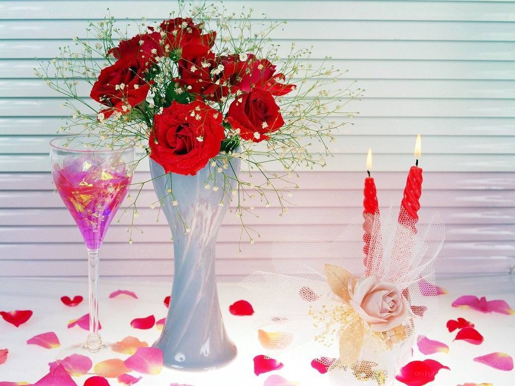 Romantic roses and candles